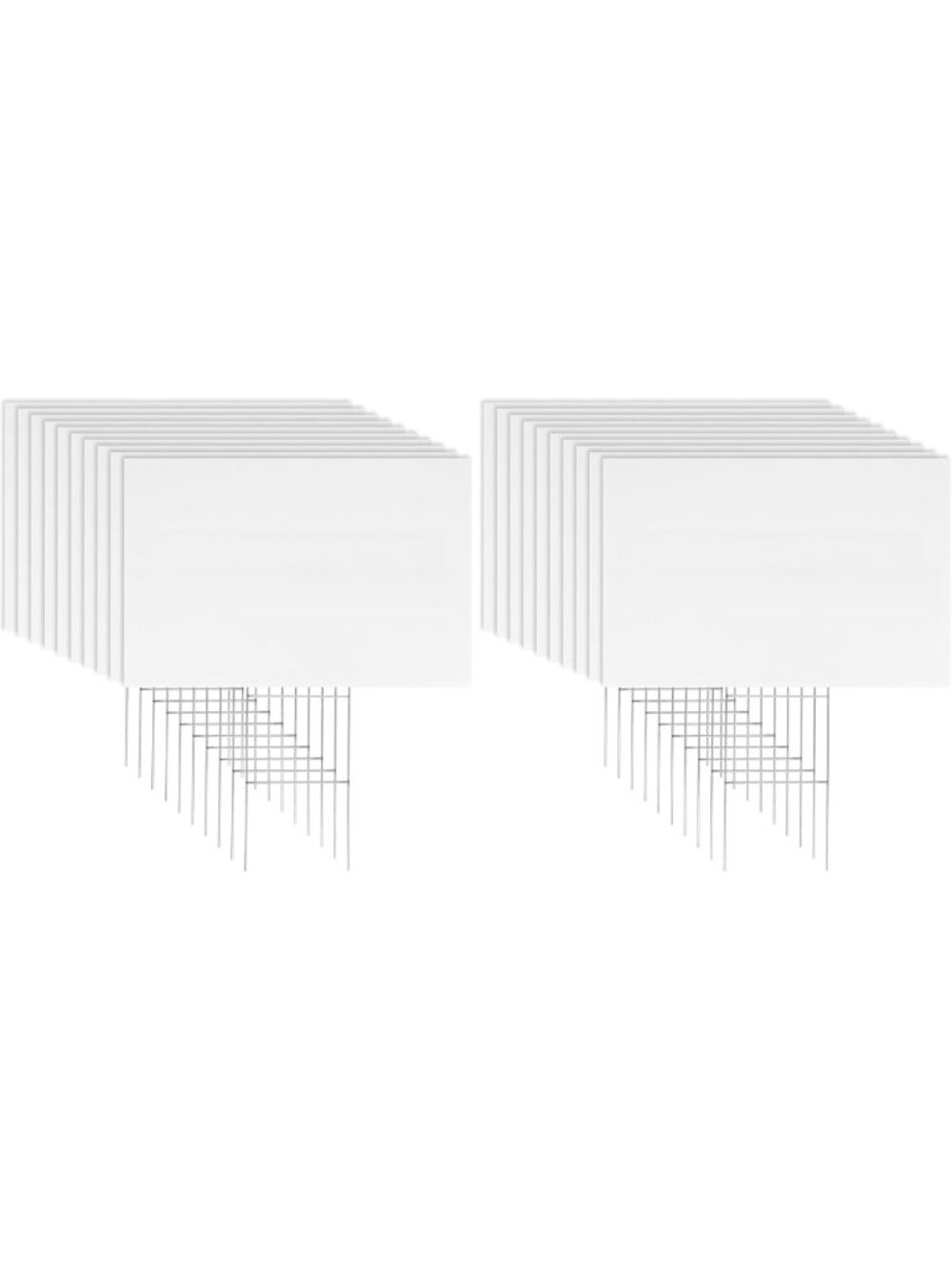 20 Pack White Corrugated Plastic Yard Signs with Metal Stakes for Events & Sales